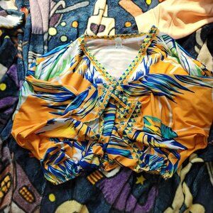 cropped blouse with bell sleeves